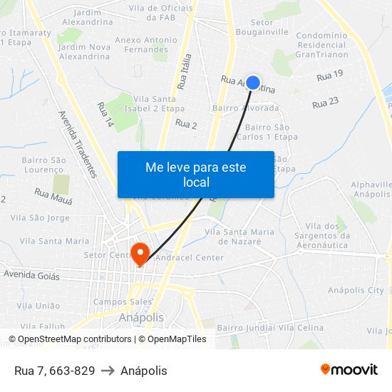 Rua 7, 663-829 to Anápolis map