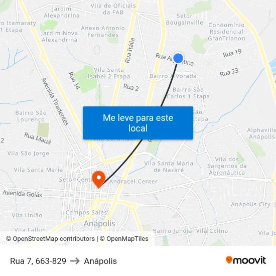 Rua 7, 663-829 to Anápolis map