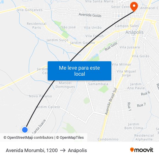 Avenida Morumbi, 1200 to Anápolis map