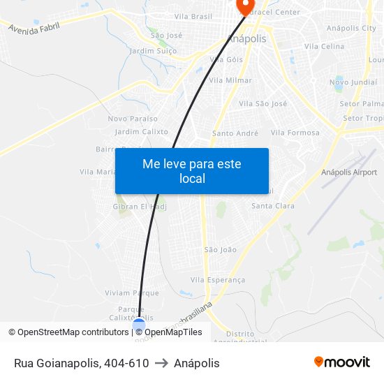 Rua Goianapolis, 404-610 to Anápolis map