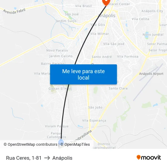 Rua Ceres, 1-81 to Anápolis map