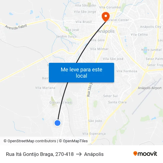 Rua Itá Gontijo Braga, 270-418 to Anápolis map
