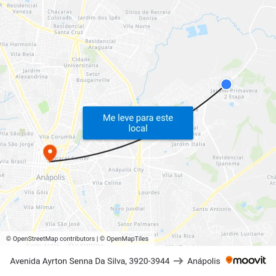 Avenida Ayrton Senna Da Silva, 3920-3944 to Anápolis map
