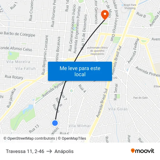 Travessa 11, 2-46 to Anápolis map