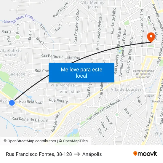 Rua Francisco Fontes, 38-128 to Anápolis map