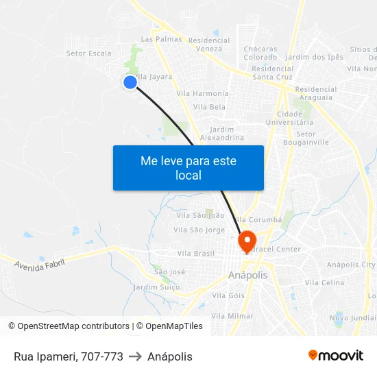 Rua Ipameri, 707-773 to Anápolis map