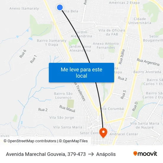 Avenida Marechal Gouveia, 379-473 to Anápolis map