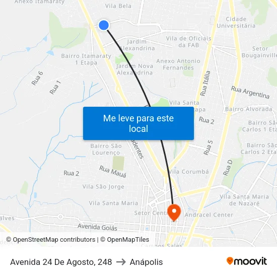 Avenida 24 De Agosto, 248 to Anápolis map