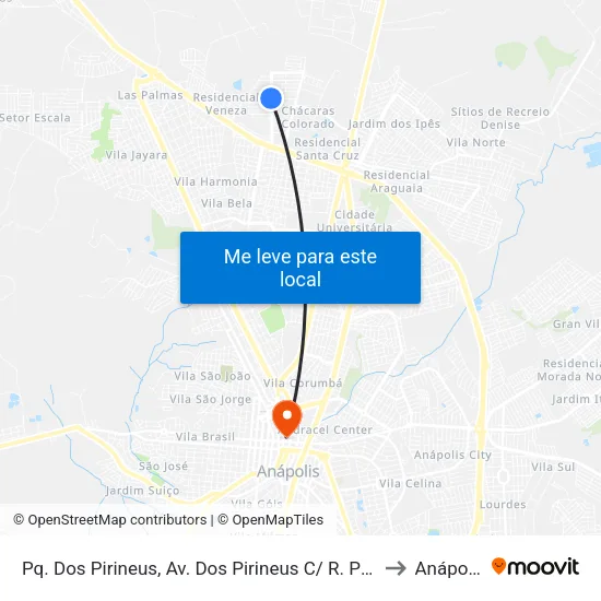 Pq. Dos Pirineus, Av. Dos Pirineus C/ R. Pp 13 to Anápolis map