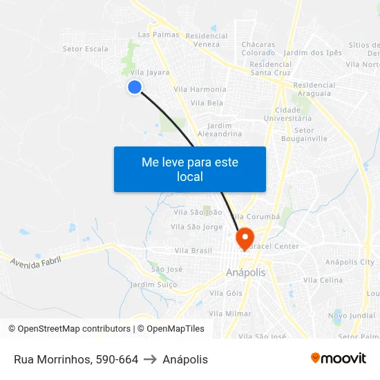 Rua Morrinhos, 590-664 to Anápolis map