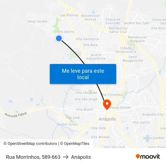 Rua Morrinhos, 589-663 to Anápolis map
