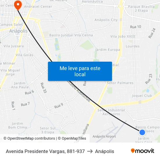 Avenida Presidente Vargas, 881-937 to Anápolis map