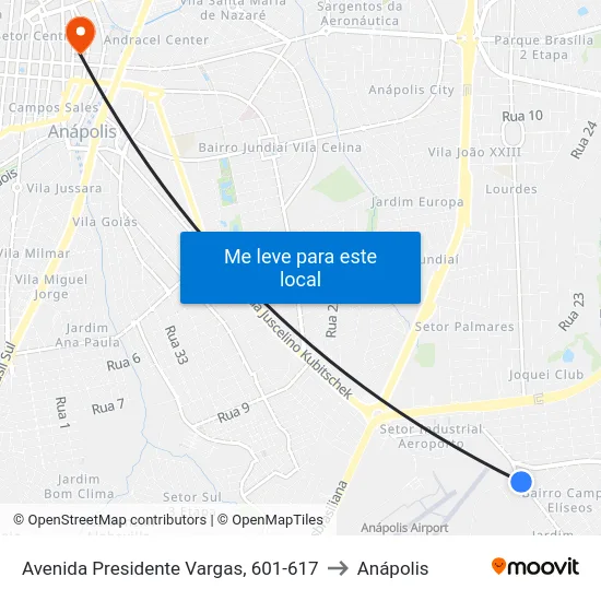 Avenida Presidente Vargas, 601-617 to Anápolis map