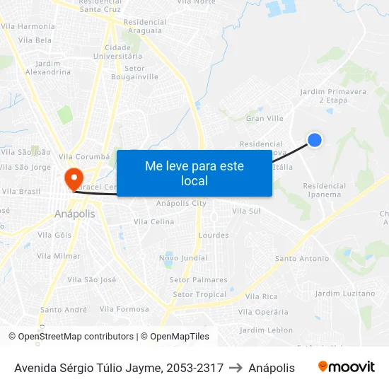 Avenida Sérgio Túlio Jayme, 2053-2317 to Anápolis map