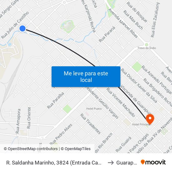 R. Saldanha Marinho, 3824 (Entrada Campus Cedeteg) to Guarapuava map