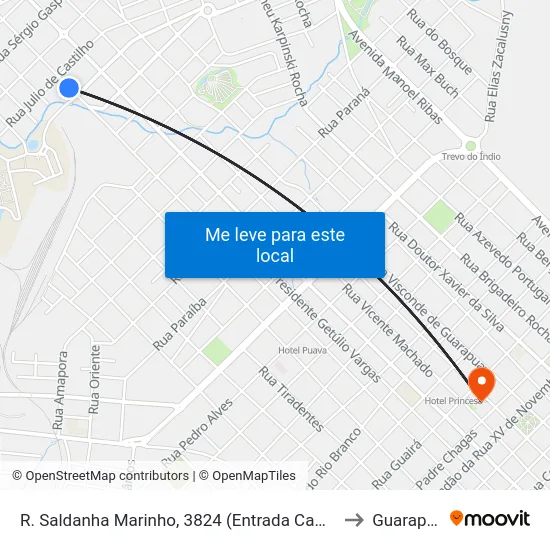 R. Saldanha Marinho, 3824 (Entrada Campus Cedeteg) to Guarapuava map