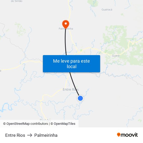 Entre Rios to Palmeirinha map