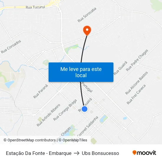 Estação Da Fonte - Embarque to Ubs Bonsucesso map