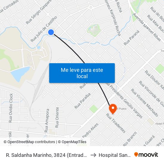 R. Saldanha Marinho, 3824 (Entrada Campus Cedeteg) to Hospital Santa Tereza map