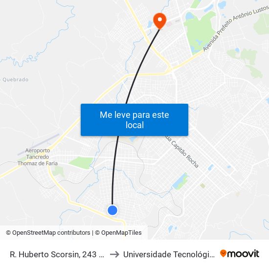 R. Huberto Scorsin, 243 (Esc. Mun. Hugo Rios) to Universidade Tecnológica Federal Do Paraná map