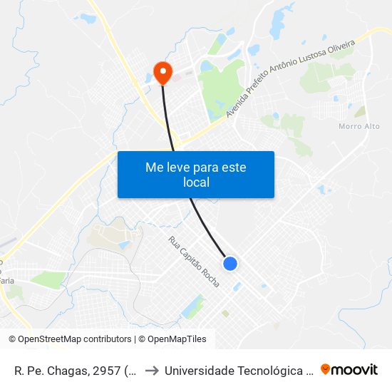 R. Pe. Chagas, 2957 (Facul. Guairacá) to Universidade Tecnológica Federal Do Paraná map