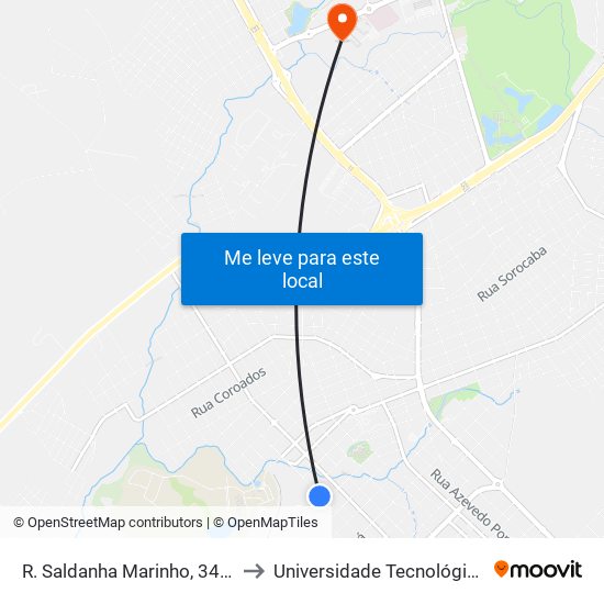R. Saldanha Marinho, 3443 (Antiga Br Foods) to Universidade Tecnológica Federal Do Paraná map