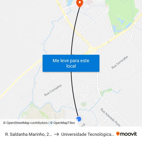 R. Saldanha Marinho, 2999 (Bortolanza) to Universidade Tecnológica Federal Do Paraná map