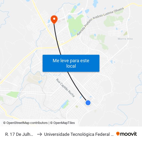 R. 17 De Julho, 814 to Universidade Tecnológica Federal Do Paraná map