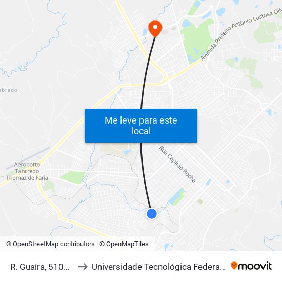 R. Guaíra, 5105-5207 to Universidade Tecnológica Federal Do Paraná map