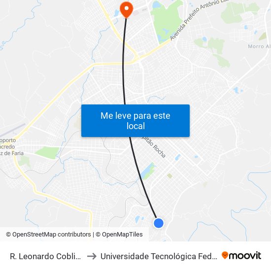 R. Leonardo Coblinski, 490a to Universidade Tecnológica Federal Do Paraná map