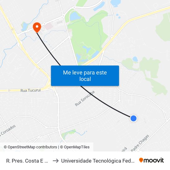 R. Pres. Costa E Silva, 256 to Universidade Tecnológica Federal Do Paraná map