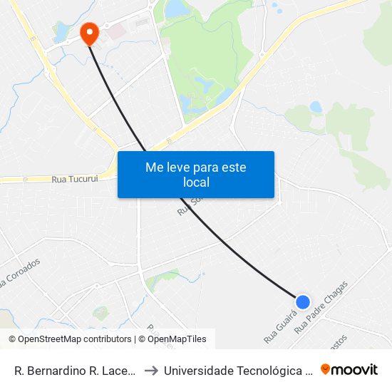 R. Bernardino R. Lacerda, 1382-1478 to Universidade Tecnológica Federal Do Paraná map