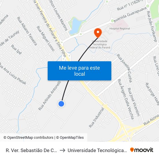 R. Ver. Sebastião De C. Ribas, 315-629 to Universidade Tecnológica Federal Do Paraná map