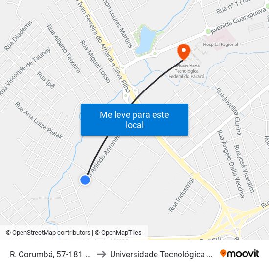 R. Corumbá, 57-181 (Ptte Repinho) to Universidade Tecnológica Federal Do Paraná map