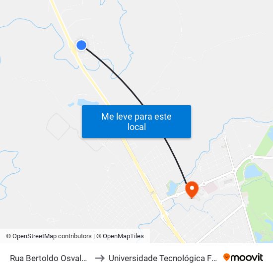 Rua Bertoldo Osvaldo Sauer, 159 to Universidade Tecnológica Federal Do Paraná map