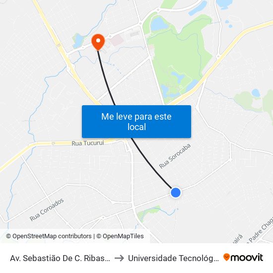 Av. Sebastião De C. Ribas, 1065-1127 (Posto B2) to Universidade Tecnológica Federal Do Paraná map