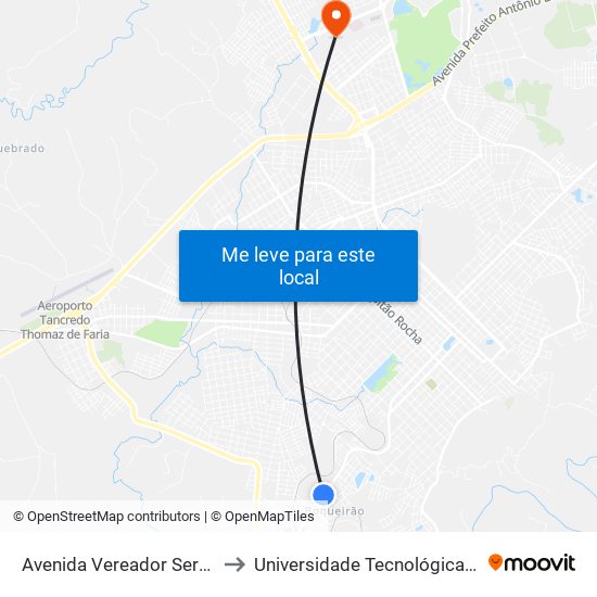 Avenida Vereador Serafim Ribas, 2989 to Universidade Tecnológica Federal Do Paraná map