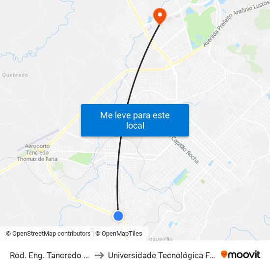 Rod. Eng. Tancredo Benghi, 2664 to Universidade Tecnológica Federal Do Paraná map