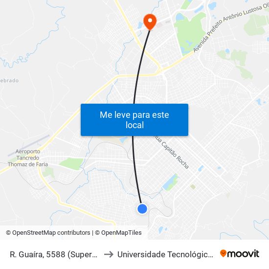 R. Guaíra, 5588 (Superpão Compre Mais) to Universidade Tecnológica Federal Do Paraná map