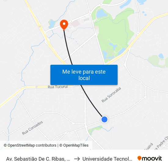 Av. Sebastião De C. Ribas, 1262-1288 (Martini Veículos) to Universidade Tecnológica Federal Do Paraná map