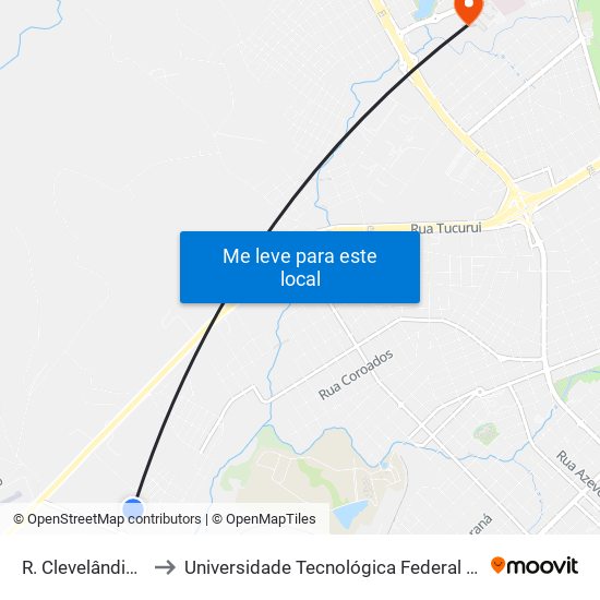 R. Clevelândia, 102 to Universidade Tecnológica Federal Do Paraná map