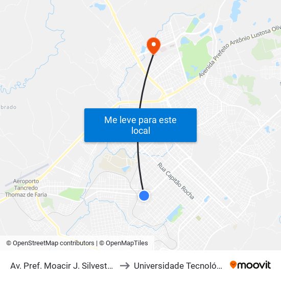 Av. Pref. Moacir J. Silvestre, 3649-3769 (Atacadão) to Universidade Tecnológica Federal Do Paraná map