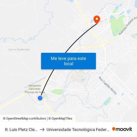 R. Luís Pletz Cleve, 184 to Universidade Tecnológica Federal Do Paraná map