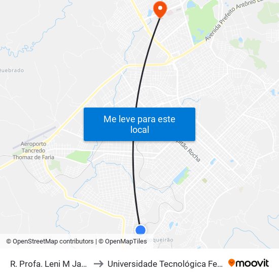 R. Profa. Leni M Jacobe, 2-140 to Universidade Tecnológica Federal Do Paraná map