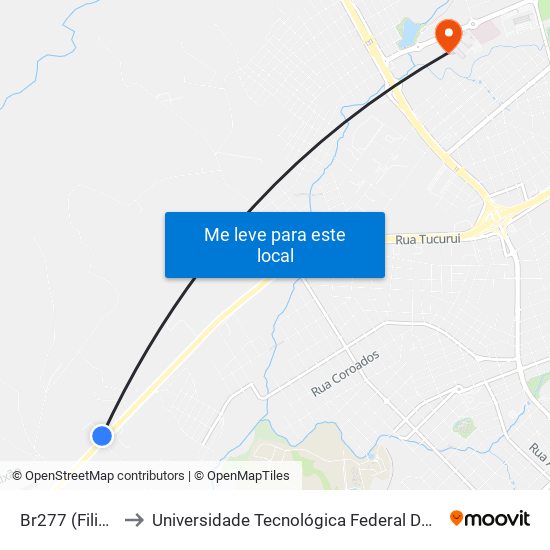 Br277 (Filipim) to Universidade Tecnológica Federal Do Paraná map