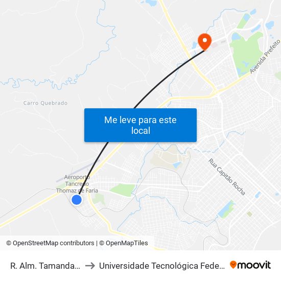 R. Alm. Tamandaré, 1051 to Universidade Tecnológica Federal Do Paraná map