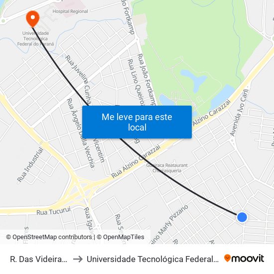 R. Das Videiras, 512 to Universidade Tecnológica Federal Do Paraná map