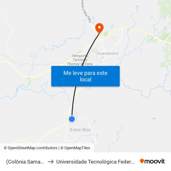 (Colônia Samambaia) to Universidade Tecnológica Federal Do Paraná map