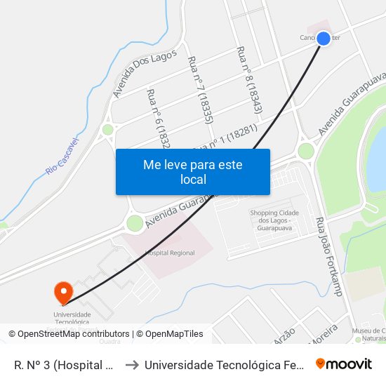 R. Nº 3 (Hospital Do Câncer) to Universidade Tecnológica Federal Do Paraná map