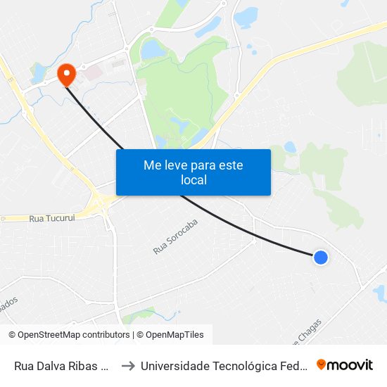 Rua Dalva Ribas Müler, 204 to Universidade Tecnológica Federal Do Paraná map